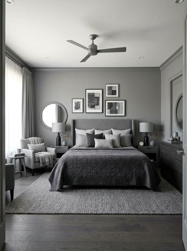 Monochromatic Grey Bedroom - 30 model home bedroom ideas