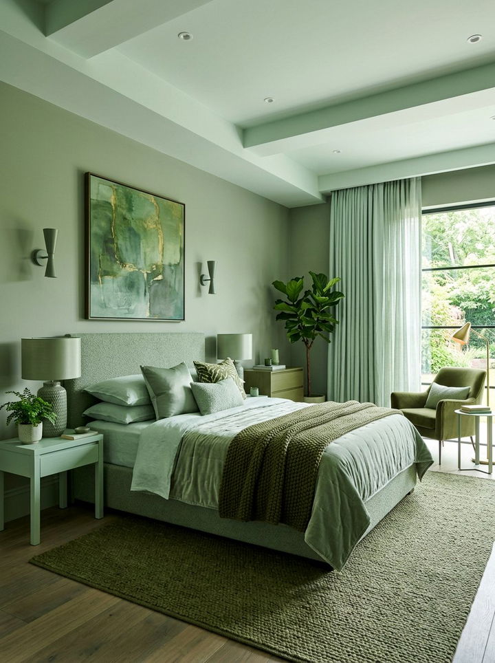 Monochromatic Light Green - 30 light green bedroom ideas