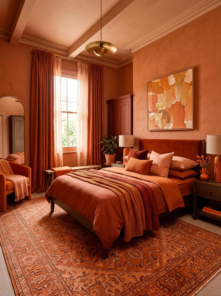 Monochromatic Orange Bedroom - 30 orange bedroom decor ideas
