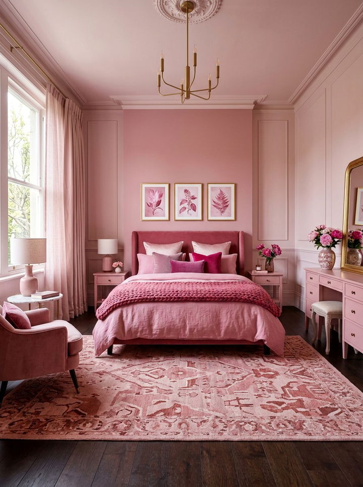 Monochromatic Pink Bedroom - 30 millennial pink bedroom ideas