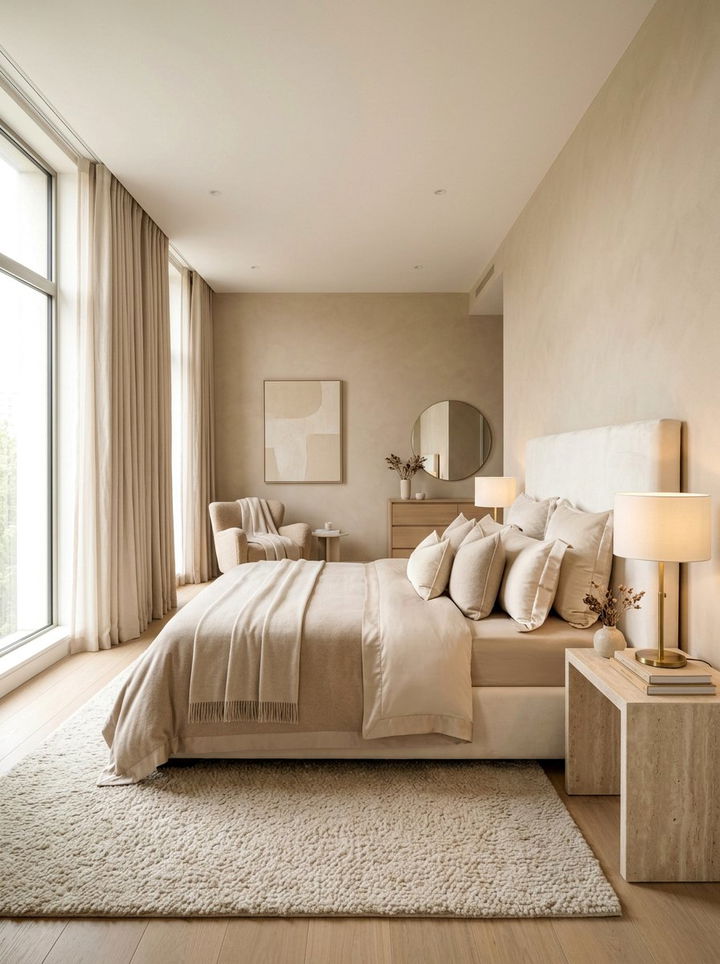 Monochromatic beige bedroom - 30 serene bedroom ideas