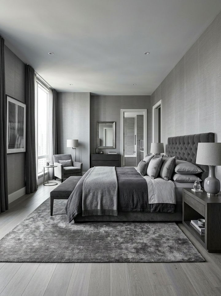 Monochromatic gray bedroom suite - 30 traditional gray bedroom ideas