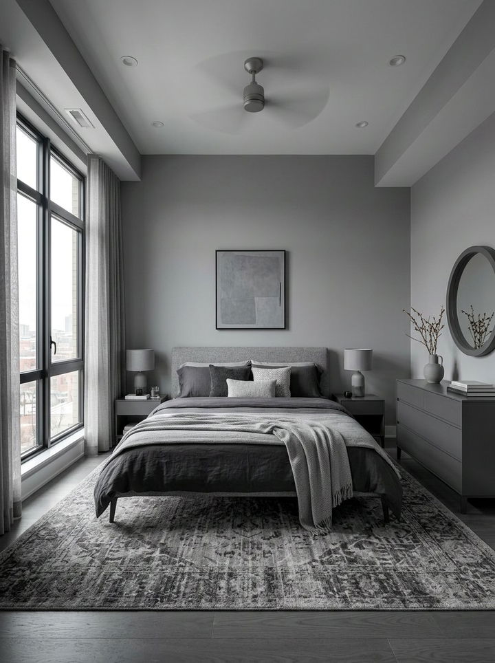 Monochromatic grey bedroom - 30 minimalist grey bedroom ideas