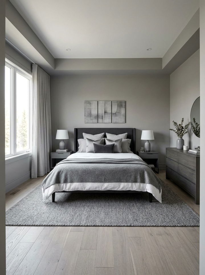 Monochromatic pebble gray bedroom - 30 pebble gray bedroom ideas