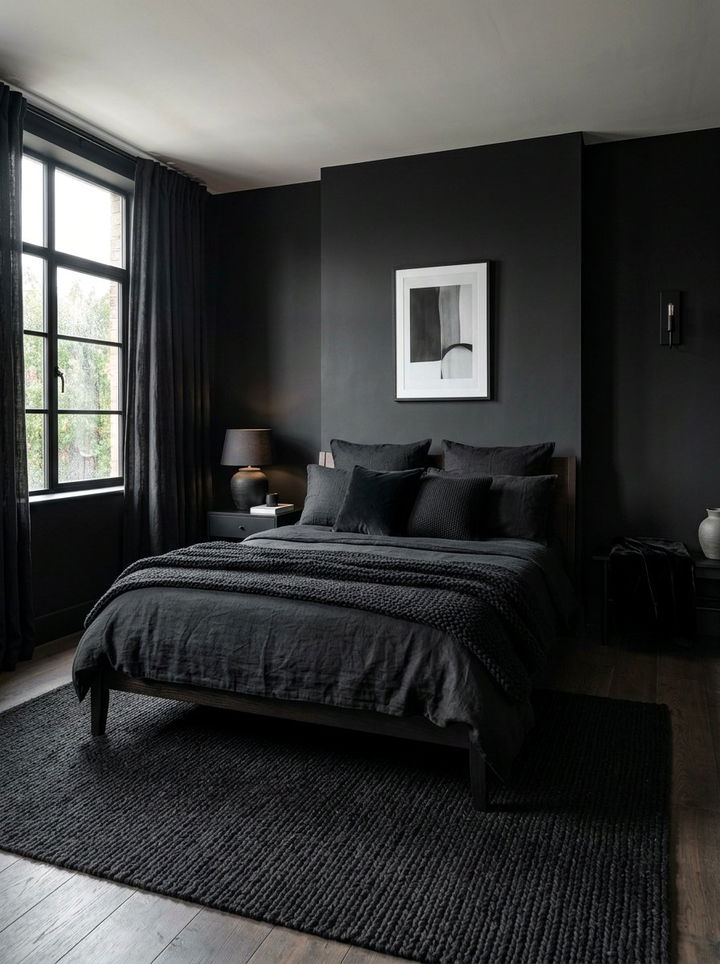 Monochrome Bedroom Textures - 30 minimalist black bedroom ideas