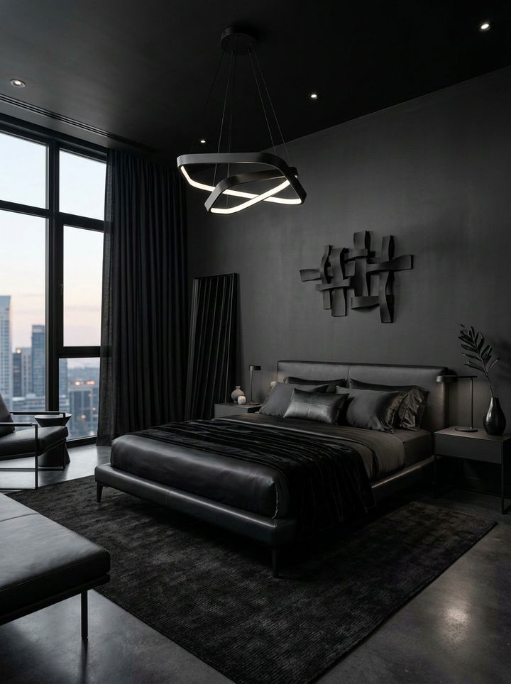 Monochrome Black Bedroom - 30 black bedroom decor ideas