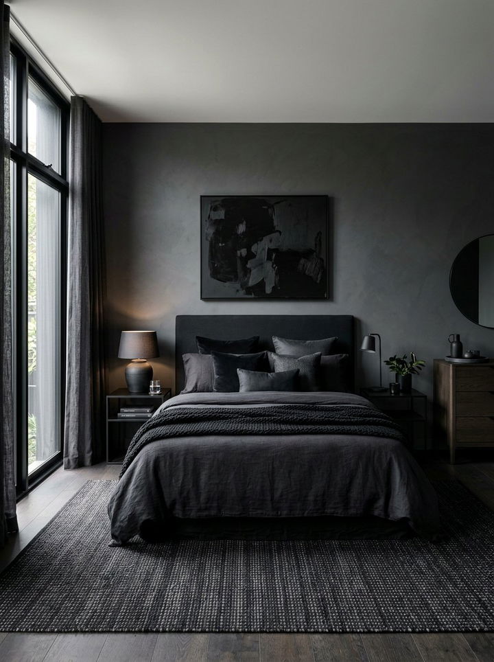 Monochrome Black Bedroom Styling - 30 modern black bedroom ideas
