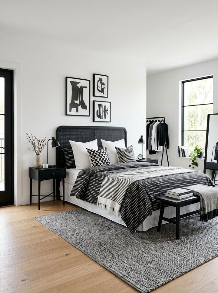 Monochrome Cane Bedroom - 30 cane bedroom ideas