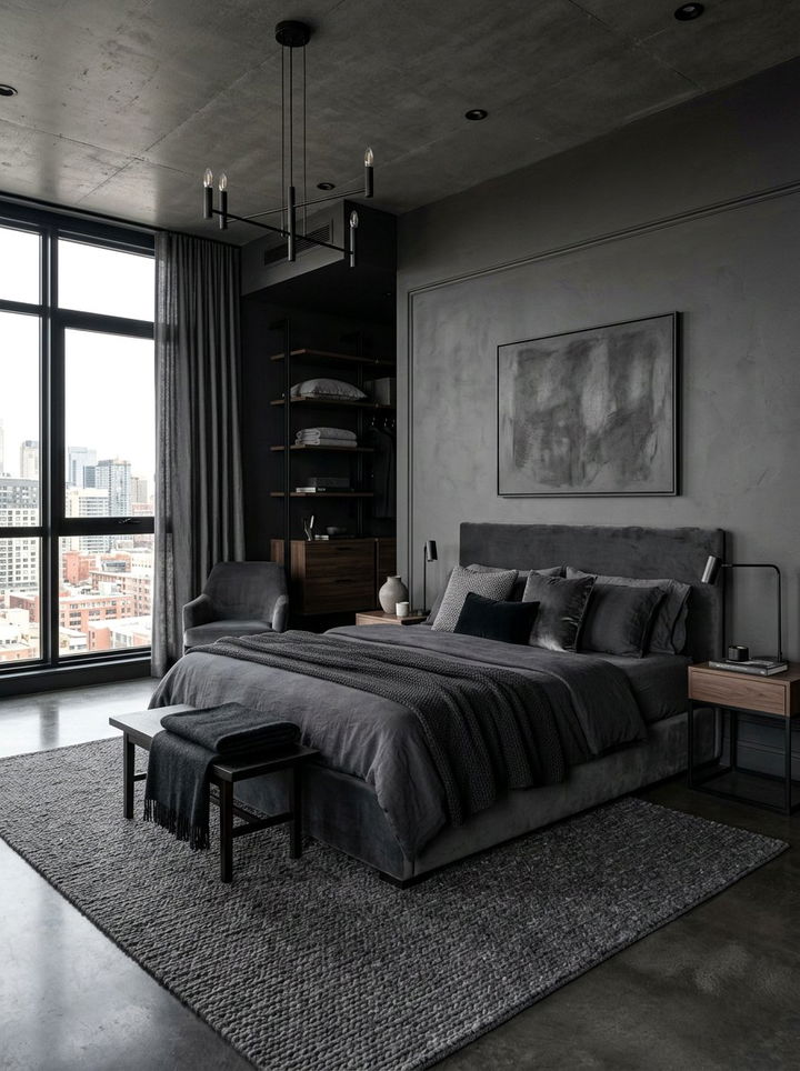 Monochrome Charcoal Bedroom - 30 unisex bedroom ideas