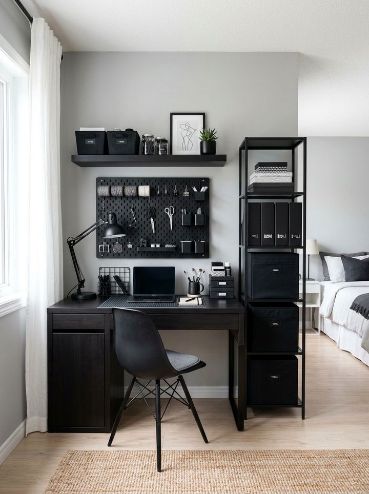 Monochrome Craft Corner - 30 bedroom craft corner ideas