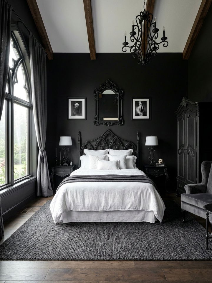 Monochrome Gothic Bedroom - 30 gothic bedroom ideas