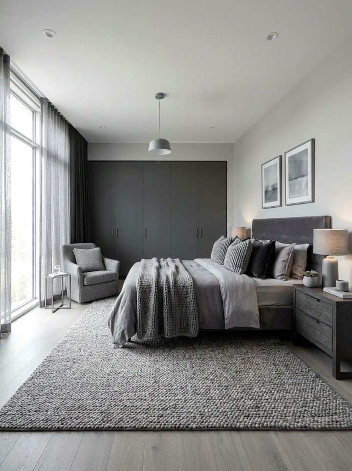 Monochrome Gray Bedroom - 30 minimalist gray bedroom ideas