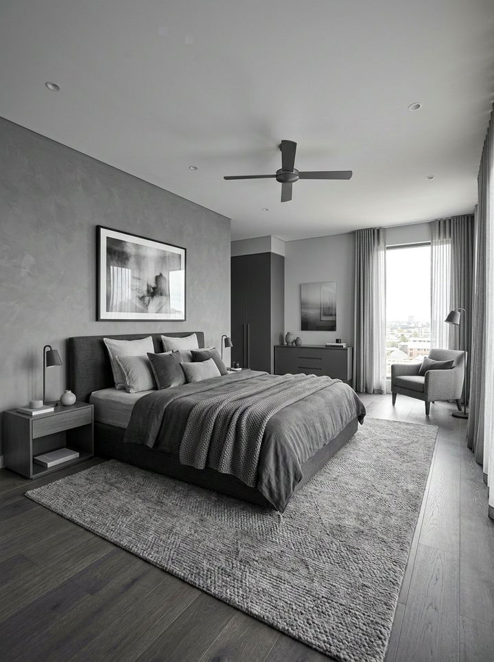 Monochrome Gray Master Bedroom - 30 spacious bedroom ideas