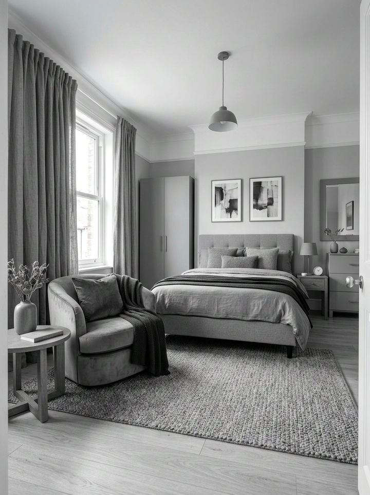 Monochrome Gray Scandinavian Bedroom - 30 scandinavian gray bedroom ideas