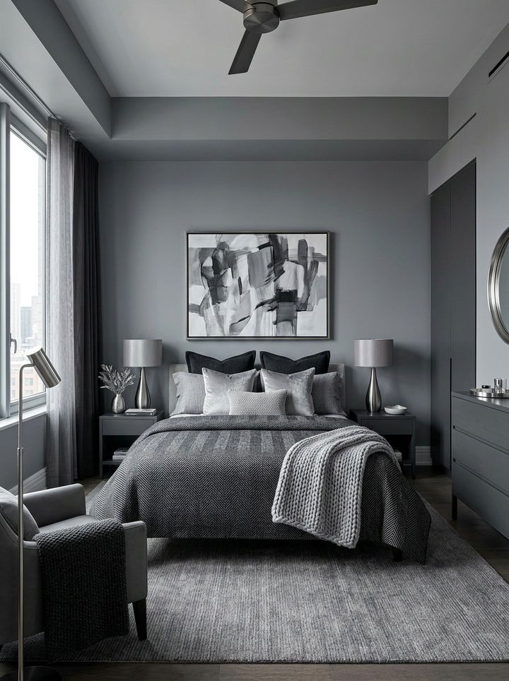 Monochrome Grey Bedroom - 30 cool neutral bedroom ideas