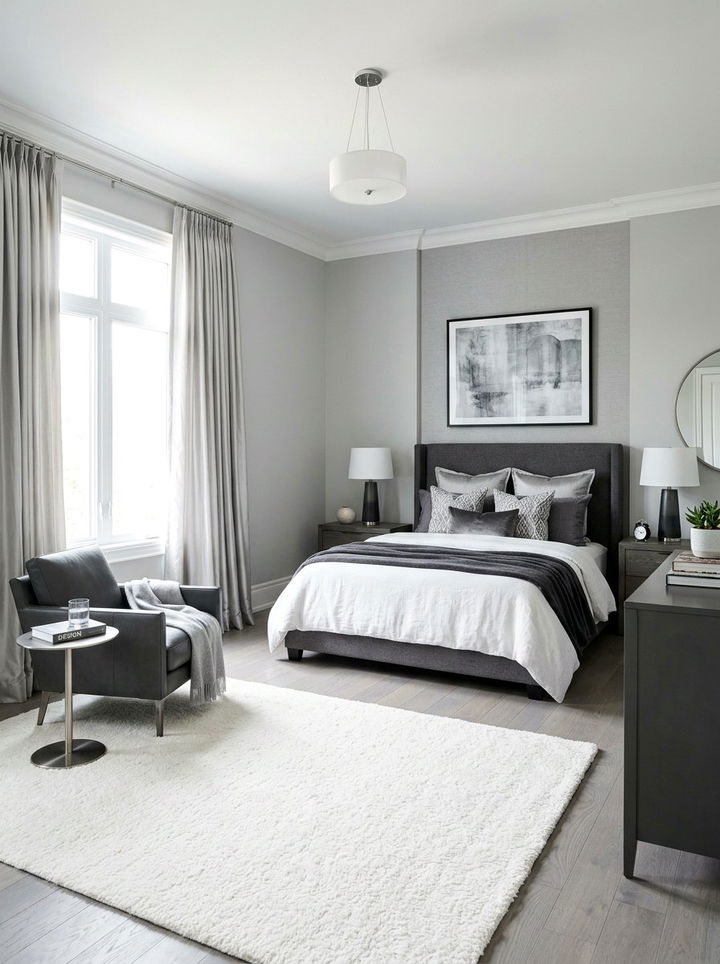 Monochrome Grey and White Bedroom - 30 grey and white bedroom ideas