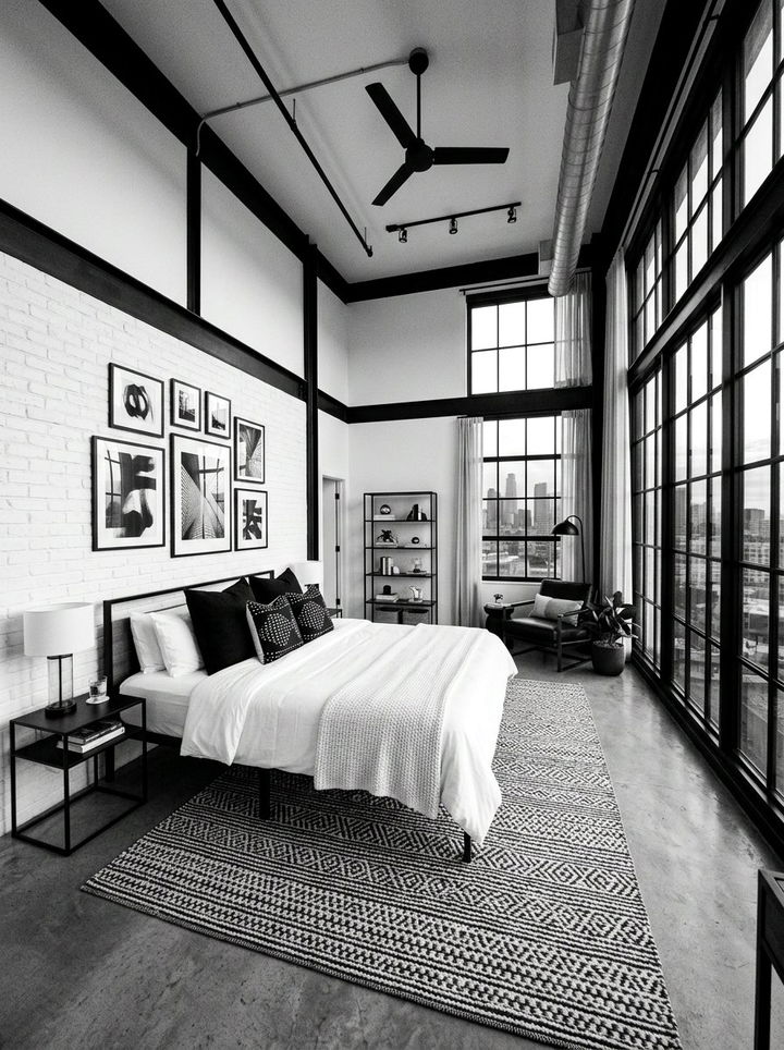 Monochrome Loft Bedroom - 30 loft style bedroom ideas