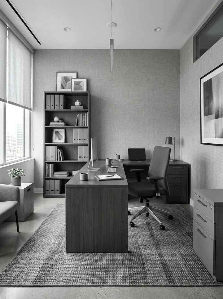 Monochrome Office Layout - 30 bedroom desk ideas