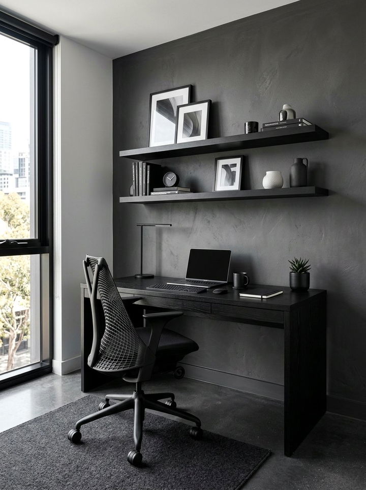Monochrome Office Nook - 30 bedroom workspace ideas