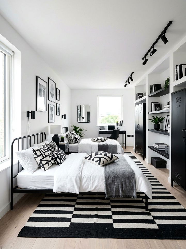 Monochrome Shared Bedroom - 30 boy and girl shared bedroom ideas