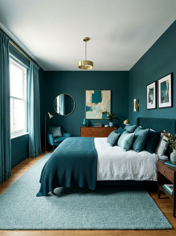 Monochrome Teal Bedroom - 30 teal bedroom design ideas