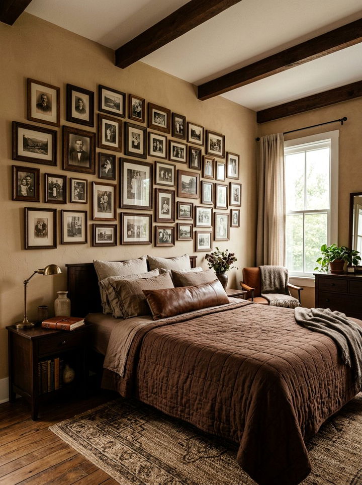 Monochrome photo display - 30 bedroom memory wall ideas