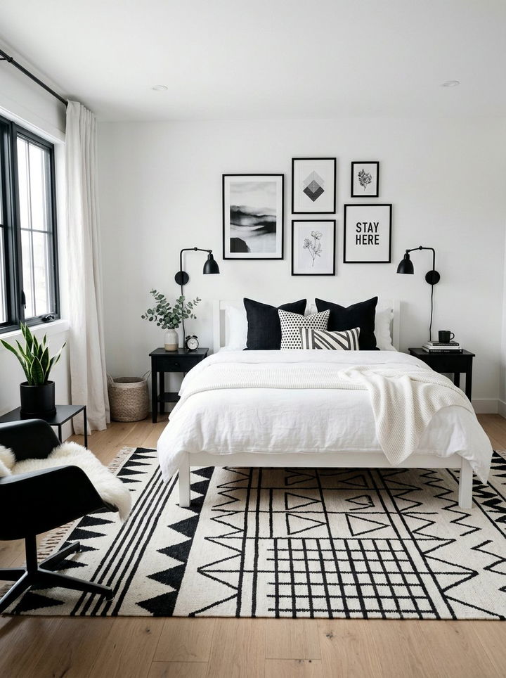 Monochrome scandinavian bedroom - 30 scandinavian black bedroom ideas