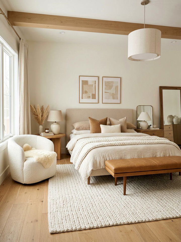 Monochrome tan and white bedroom - 30 tan and white bedroom ideas