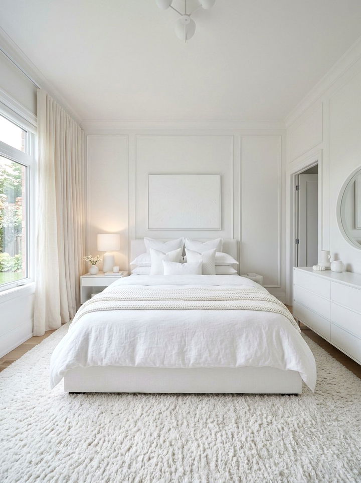 Monochrome white bedroom - 30 restful bedroom ideas