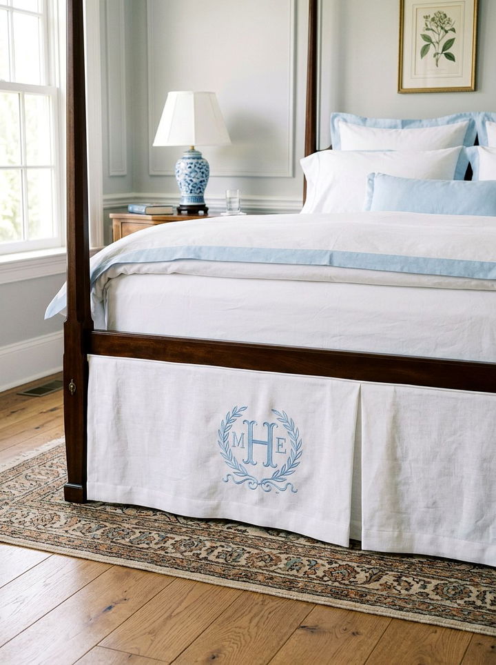 Monogrammed bed skirt - 30 bedroom monogrammed items