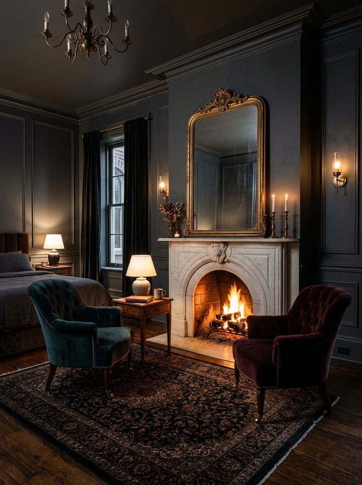 Moody Bedroom Fireplace - 30 old house bedroom ideas
