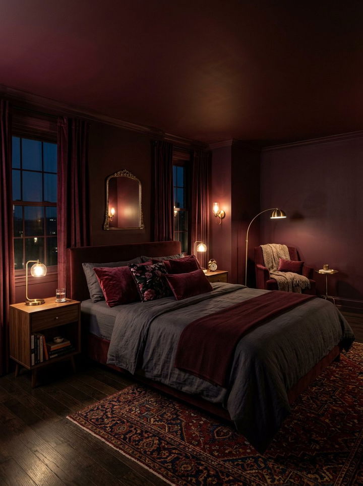 Moody Burgundy Bedroom - 30 burgundy bedroom ideas