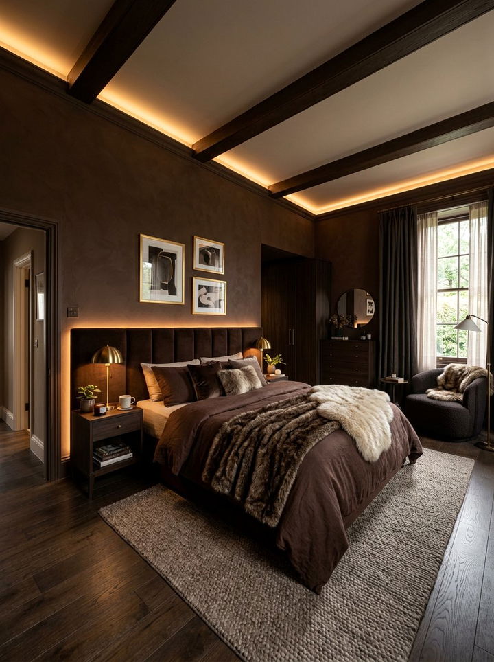 Moody Chocolate Brown Bedroom - 30 chocolate brown bedroom ideas