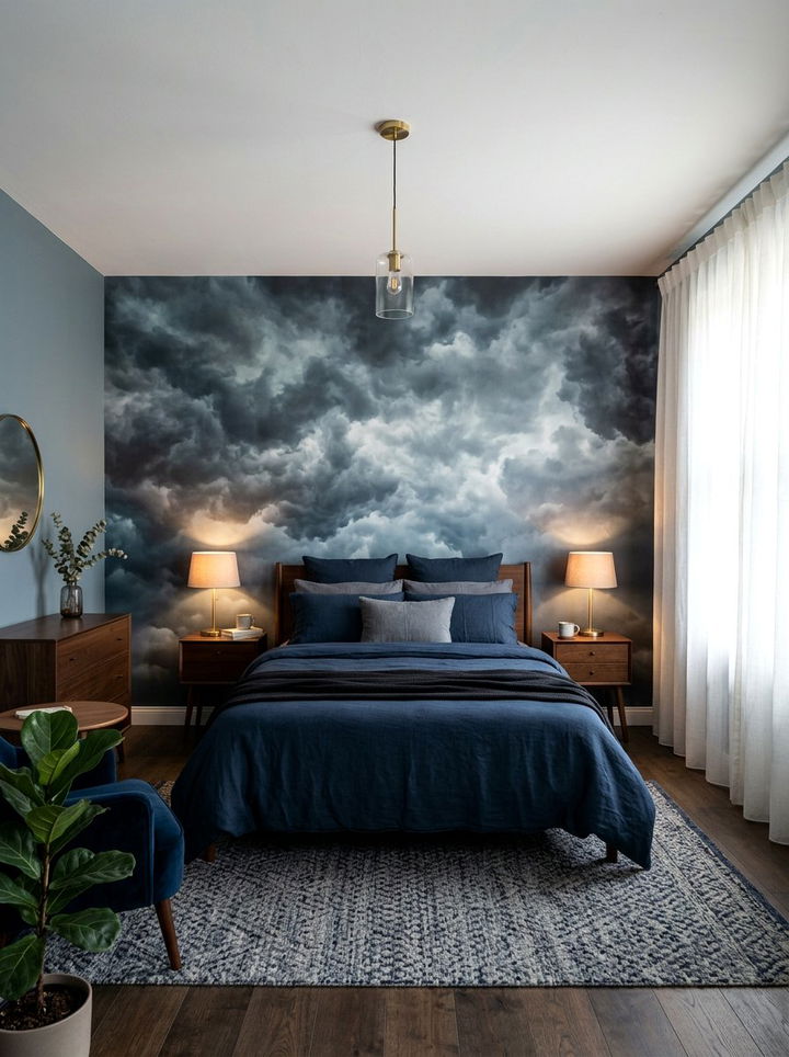 Moody Clouds Wallpaper - 30 bedroom accent wall wallpapers