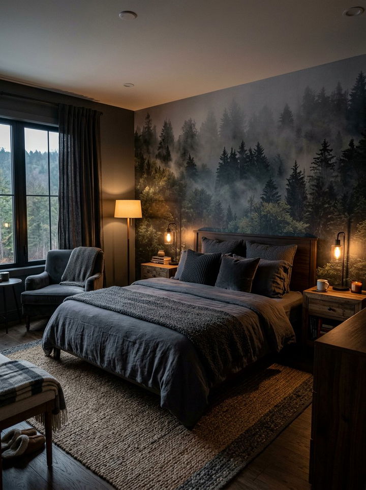 Moody Forest Wallpaper - 30 bedroom botanical wallpapers