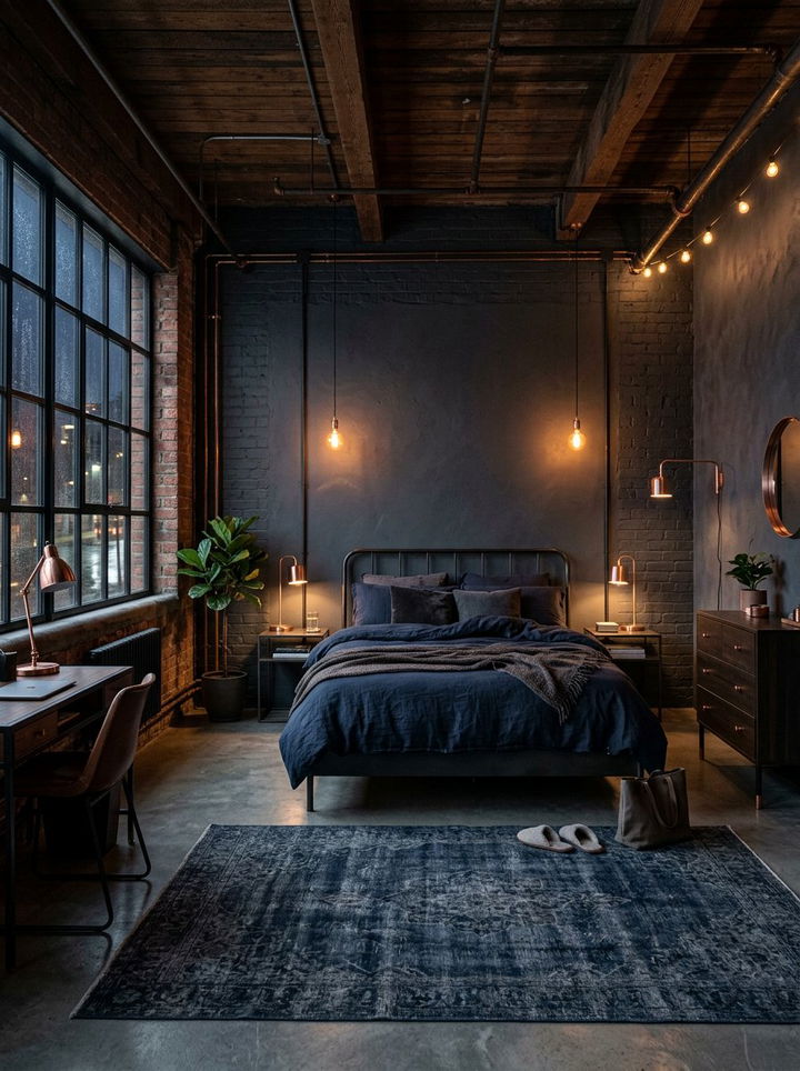 Moody Industrial Bedroom - 30 converted warehouse bedroom ideas