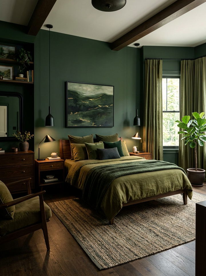 Moody Olive Bedroom - 30 dark neutral bedroom ideas