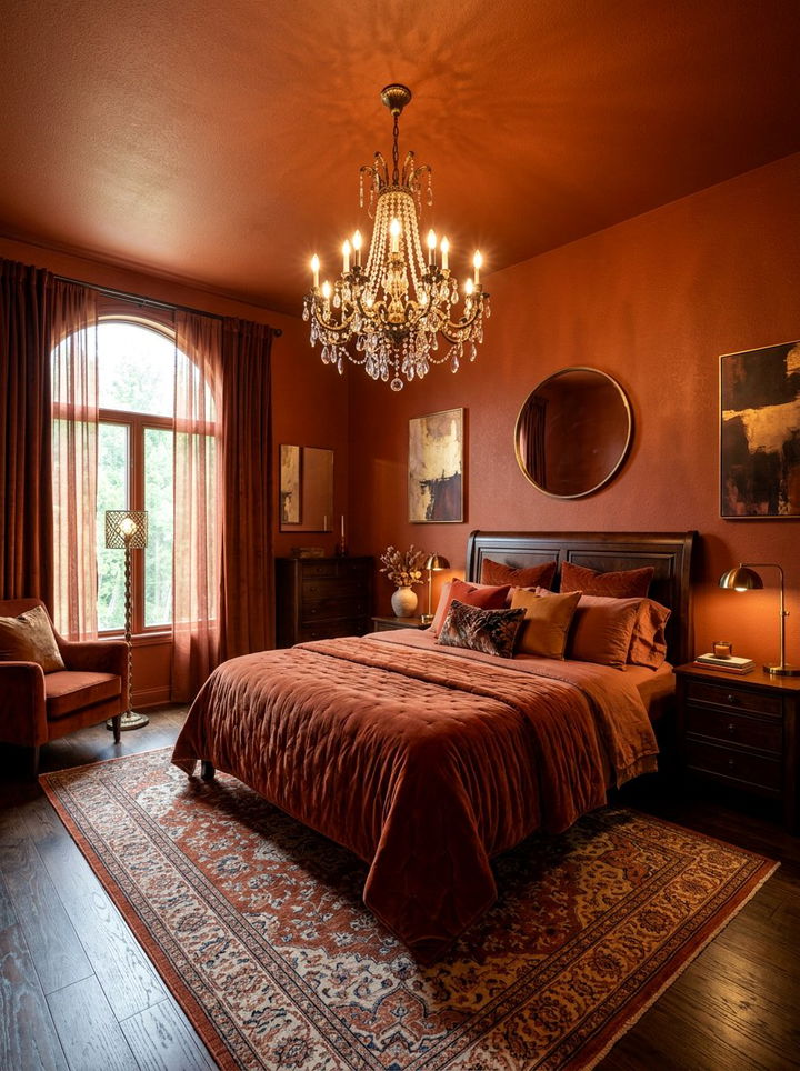 Moody Rust Bedroom - 30 orange bedroom ideas