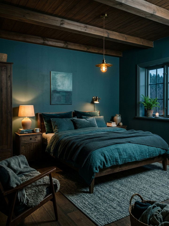 Moody Teal Scandinavian Interior - 30 scandinavian teal bedroom ideas