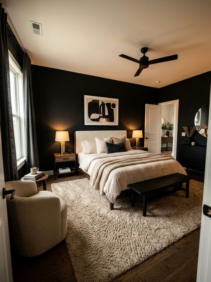 Moody black and beige bedroom - 30 black and beige bedroom color combo