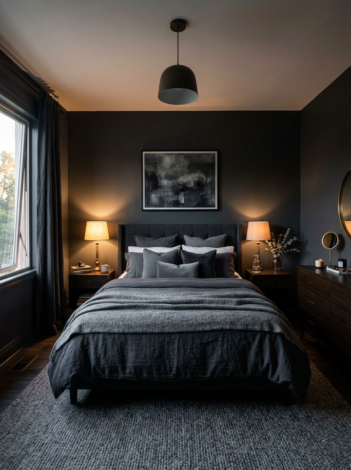 Moody charcoal bedroom - 30 contemporary grey bedroom ideas