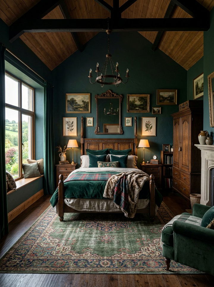 Moody green farmhouse bedroom - 30 farmhouse green bedroom ideas