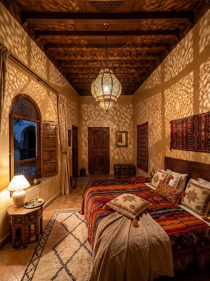 Moroccan Bedroom Lantern - 30 warm toned bedroom ideas
