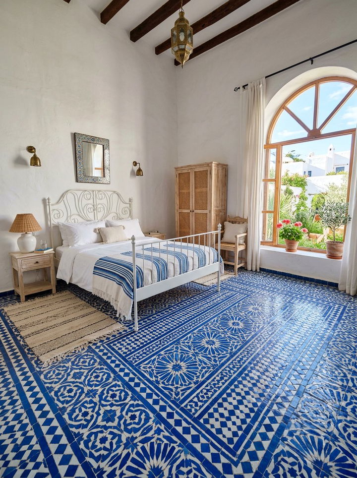 Moroccan Patterned Bedroom Tile - 30 bedroom flooring ideas
