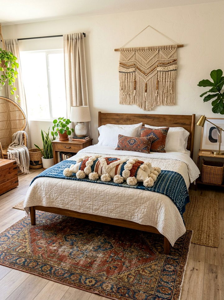 Moroccan Pom Pom Lumbar Pillow - 30 bedroom lumbar pillows