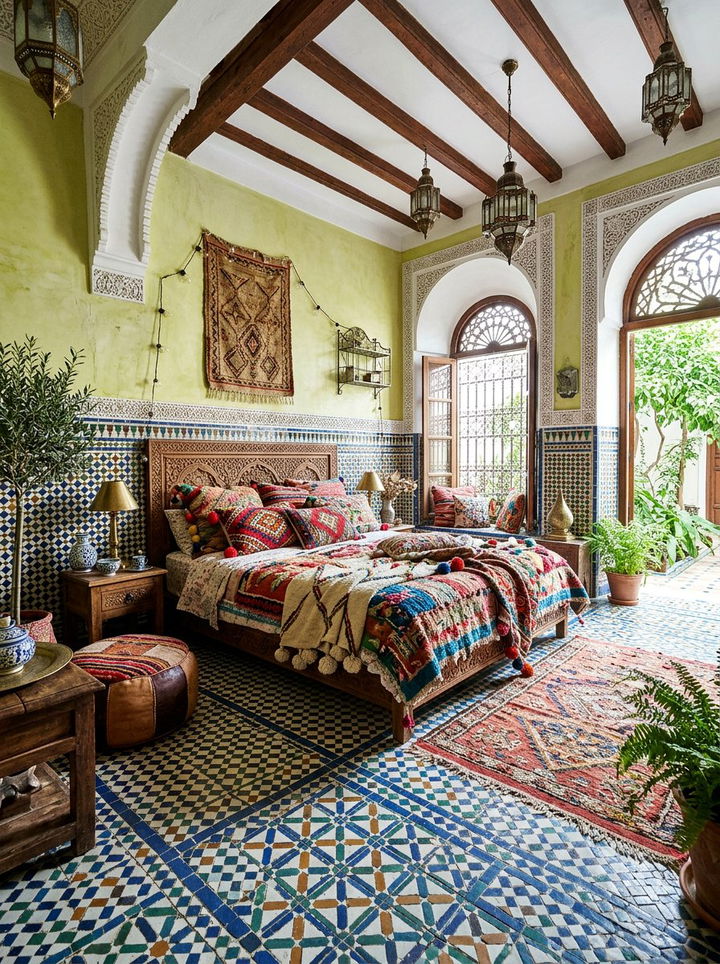 Moroccan Tile Pattern Bedroom - 30 bedroom floor ideas