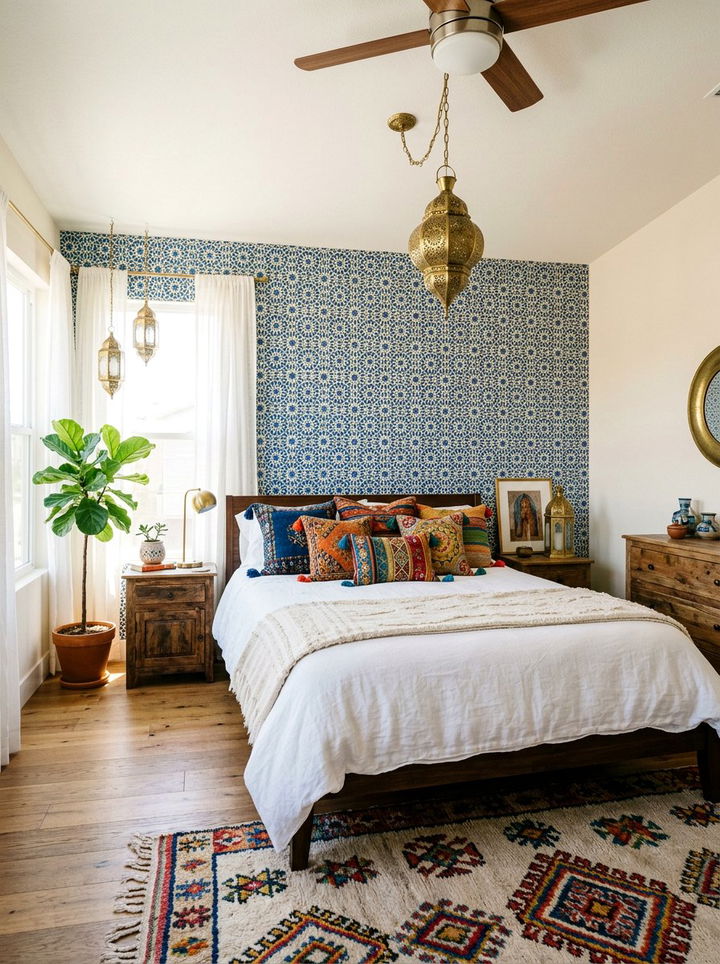 Moroccan Tile Wallpaper - 30 bedroom wallpapers