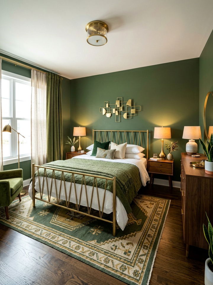 Moss Green And Brass - 30 moss green bedroom ideas
