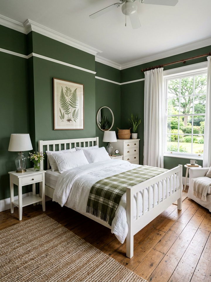 Moss Green And White - 30 moss green bedroom ideas