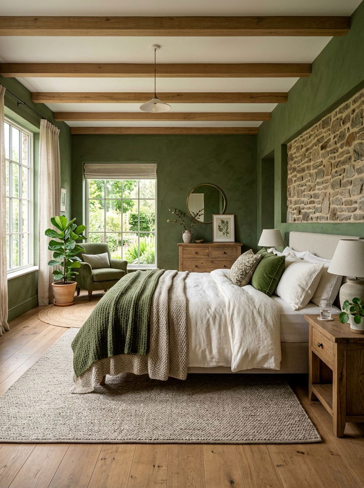 Moss Green Bedroom - 30 muted tone bedroom ideas